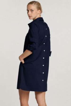 Hinson Wu Aileen 3/4 Sleeve Button Back Dress | Navy