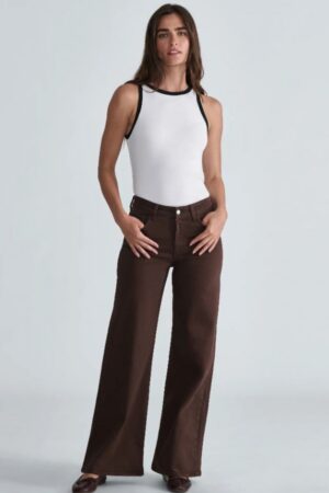 Mavi Florida Wide Leg Jeans | Mid Rise | Dark Brown Denim